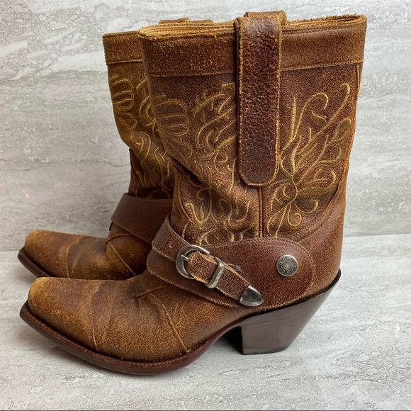 Old gringo brown crackle leather rustic vintage cowboy boots 6.5 - Picture 4 of 10